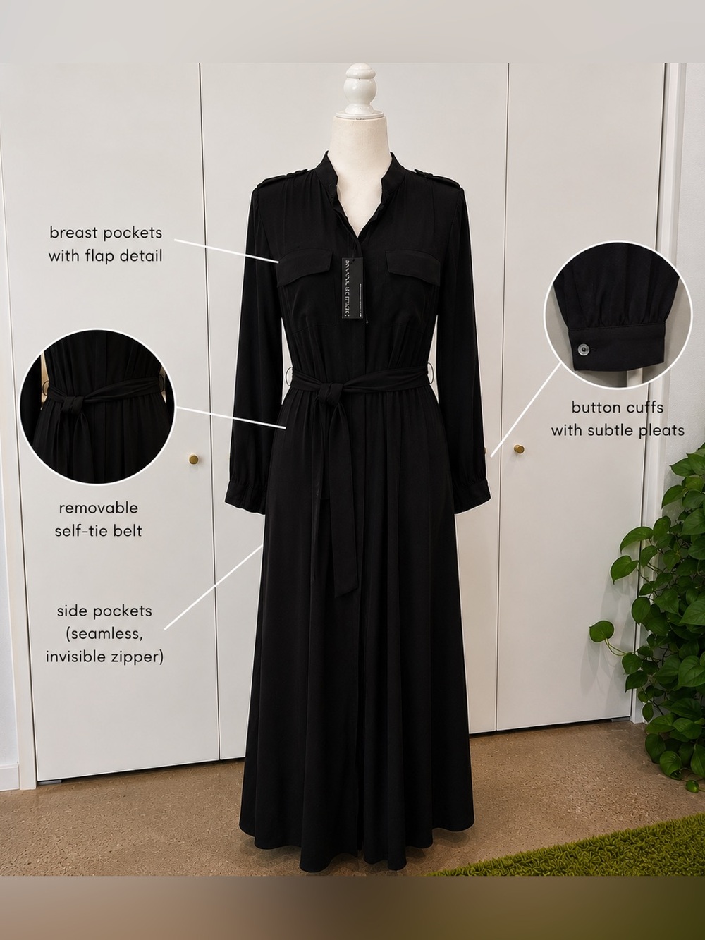 Banana Republic Black Belted Maxi Dress
